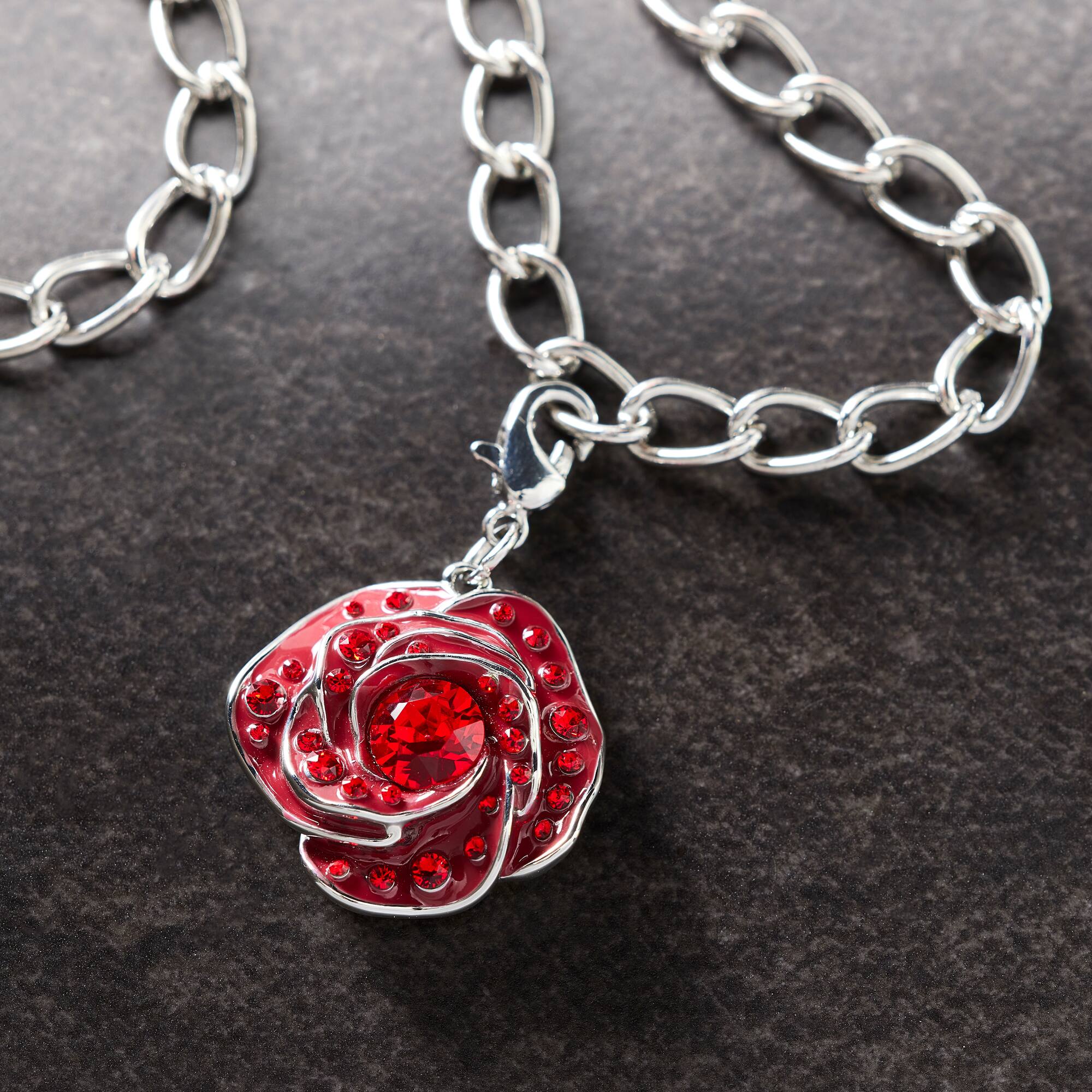 12 Pack: Red Austrian Crystal Rose Charm by Bead Landing™